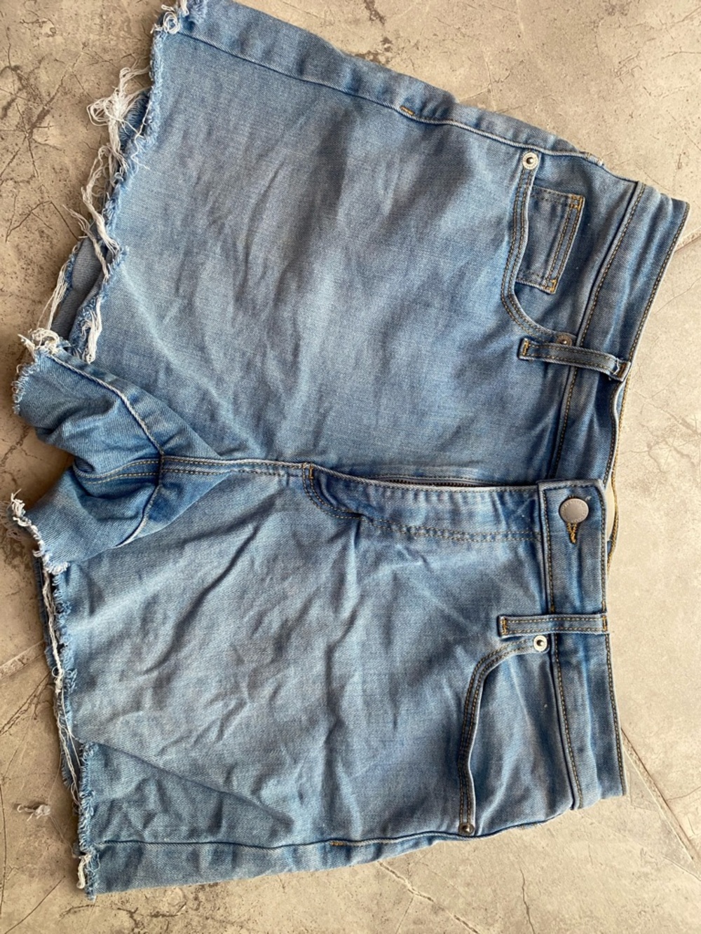 Universal Thread Light Blue Denim Shorts with Yellow Stitching